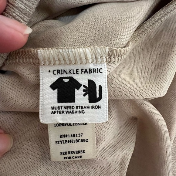 One the Land boho summer long wide leg crepe fabric pants vacation large - Picture 9 of 11